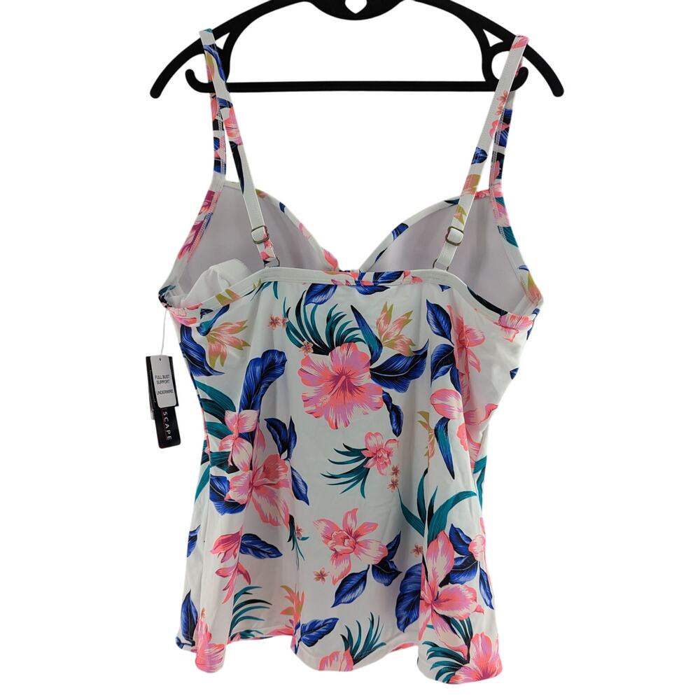 Island Escape Floral Tankini Swim Top Pink Blue White Underwire Bathing Suit - Picture 3 of 7